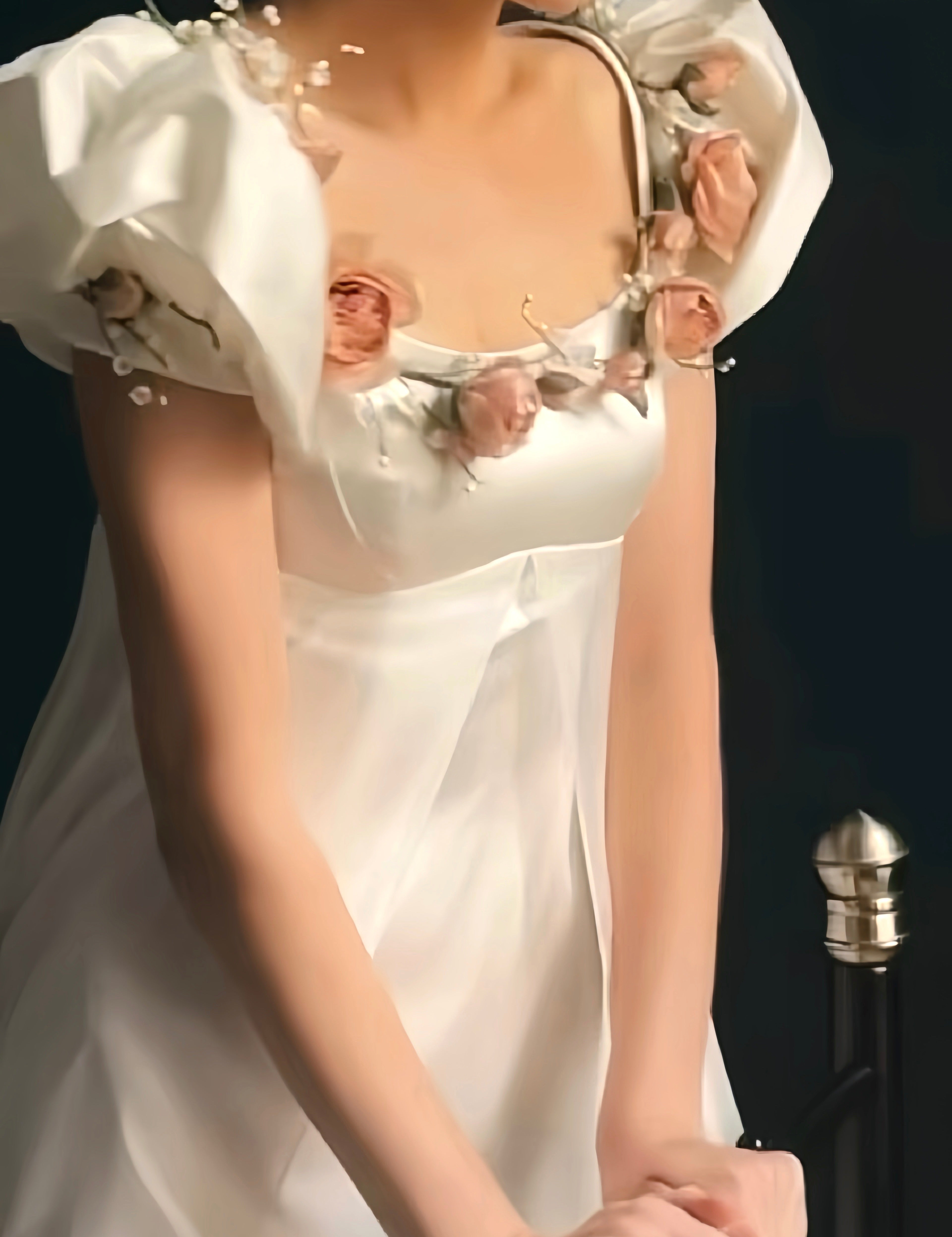 Get trendy with [100% Silk Version With Tailor Made Size] Lily Frost fall empire dress gown (Worldwide Free Shipping)o -  available at Peiliee Shop. Grab yours for $640 today!