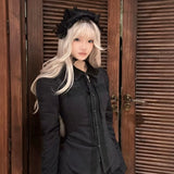 KittenClaw Nightfall Black Gothic Lace Cross 100% Cotton Top and skirt set