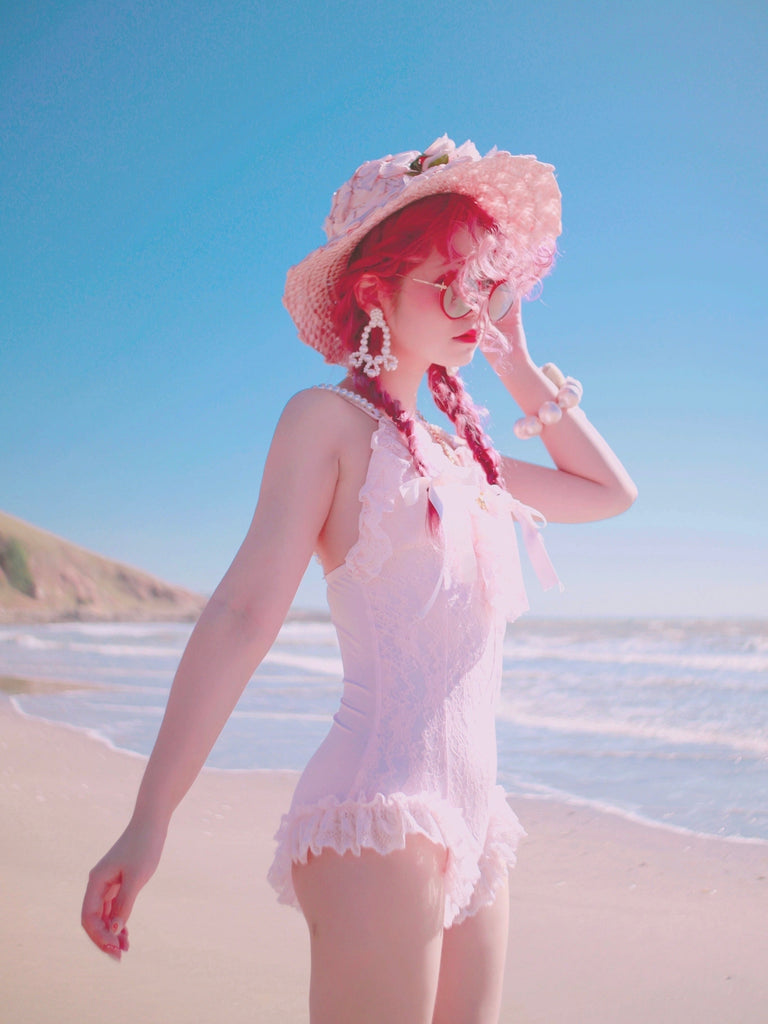 [Last Chance] Le Flacon Vintage Babydoll Pearl Chain Swimsuit - Premium Swimwear from Le Flacon - Just $69! Shop now at Peiliee Shop