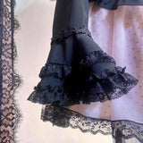 Evil Tooth Rosy Cross Embroidered Gothic Blouse