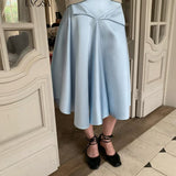 UNOSA Ice Blue Satin A-Line Skirt