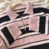 Get trendy with Blackpink faux fur polo oversized sweater - Sweater available at Peiliee Shop. Grab yours for $25.50 today!