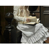 KittenClaw Morning Light Beige Gothic Lace Cross 100% Cotton Top and skirt set