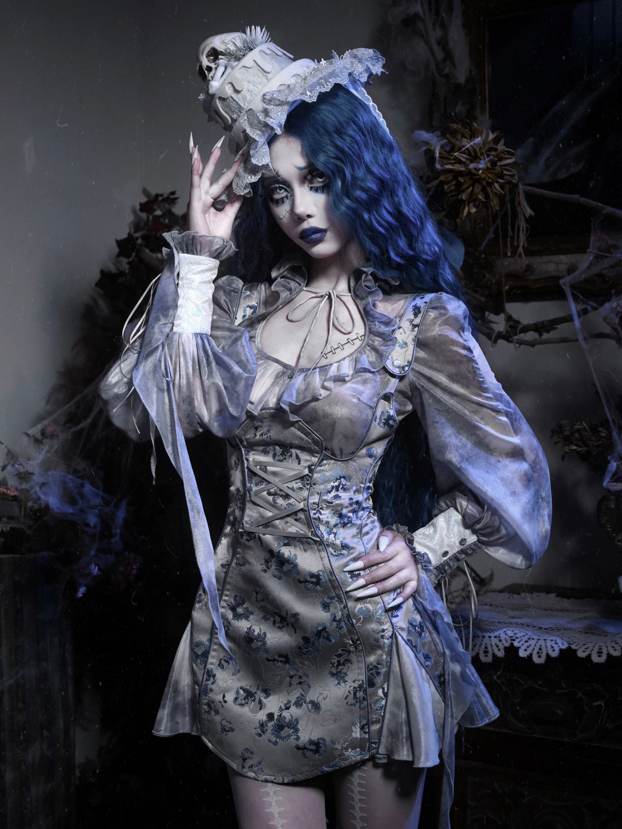 Get trendy with [Blood Supply] Corpse Bride Gothic Mini Dress - Crop Top available at Peiliee Shop. Grab yours for $49.90 today!