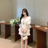 Leonie Girl Vintage Sweet Lace Lantern Sleeve Set