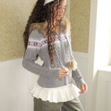 MineBeThyVers Winter Tale Fair Isle Faux Fur Sweater Hoodie