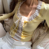 MineBeThyVers Lemon Butter Layered Knit Sweatshirt