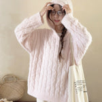 Get trendy with Soft Pink Age Wool Blended Sweater Hoodie - Sweater available at Peiliee Shop. Grab yours for $9 today!