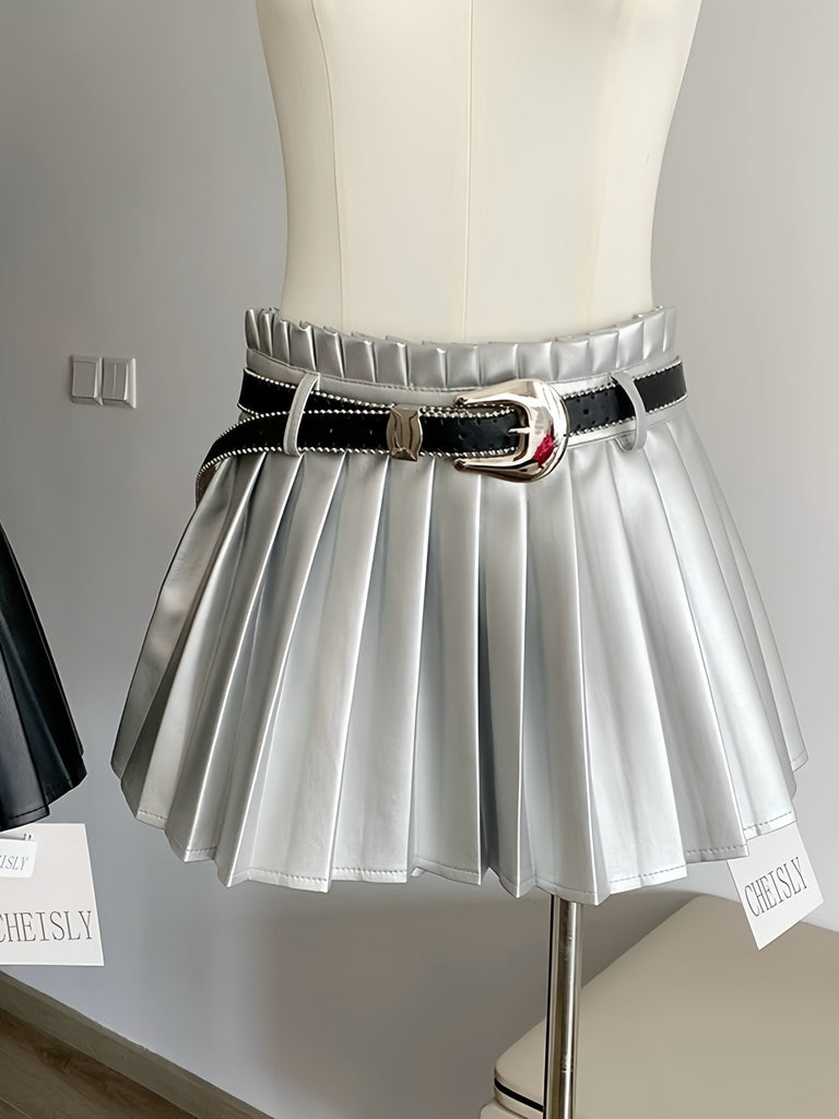 Galaxy Girls PU Leather Mini Skirt With Belt - Premium  from Basic - Just $19.90! Shop now at Peiliee Shop