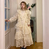 Get trendy with [August Unicorn] Exquisite Heavy Lace Embroidered Dress - Dresses available at Peiliee Shop. Grab yours for $197 today!