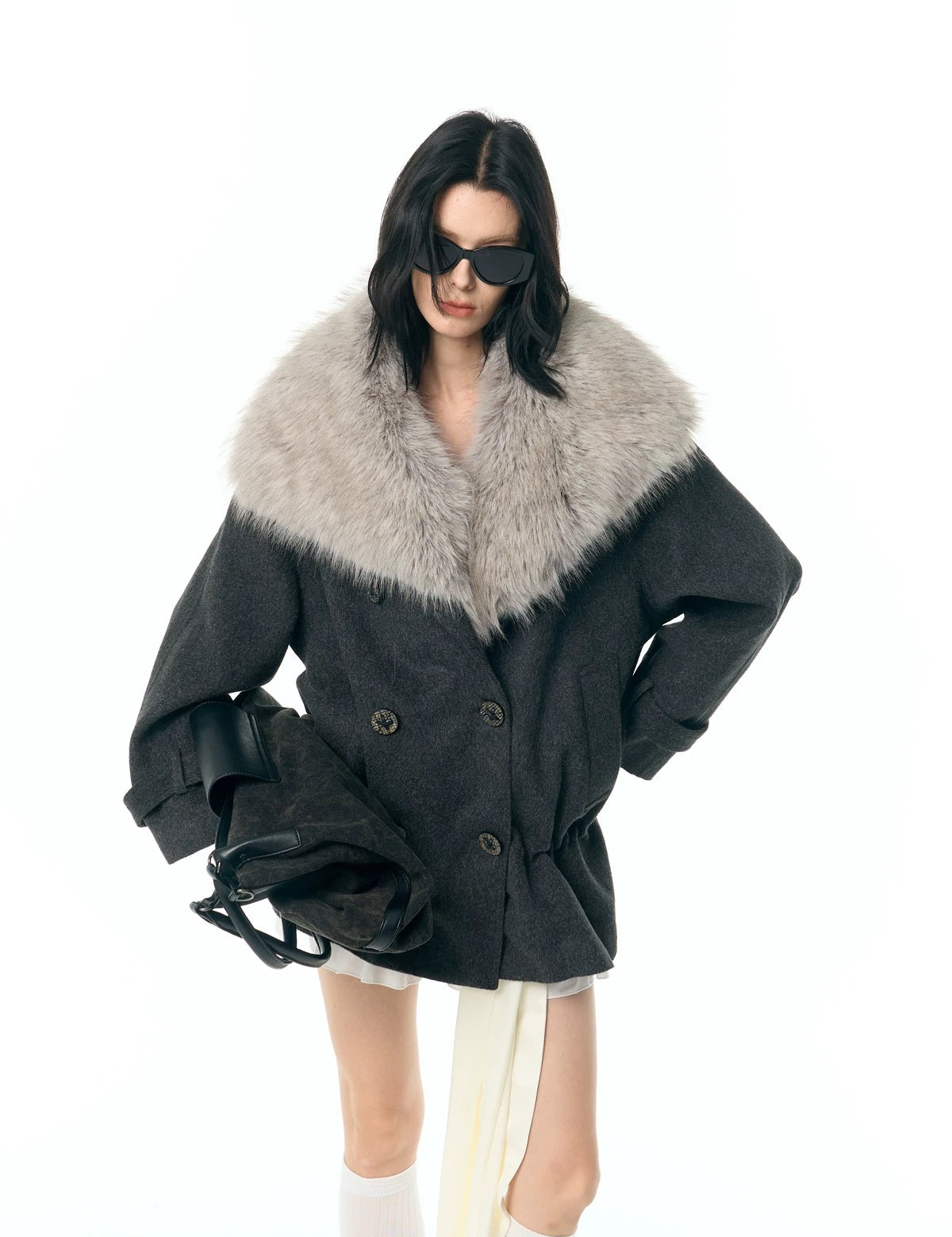 34Ounce Urban City Walk Faux Fur Wool Blend Coat