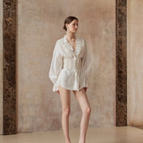 Fa Sogno Moonlit Lace Shirt Dress And Corset Set