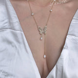 Get trendy with Butterfly dreams lucky charm freshwater pearl necklace -  available at Peiliee Shop. Grab yours for $19.90 today!