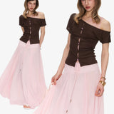 34ounce Rose Whisper Lace Off-shoulder Crop Top