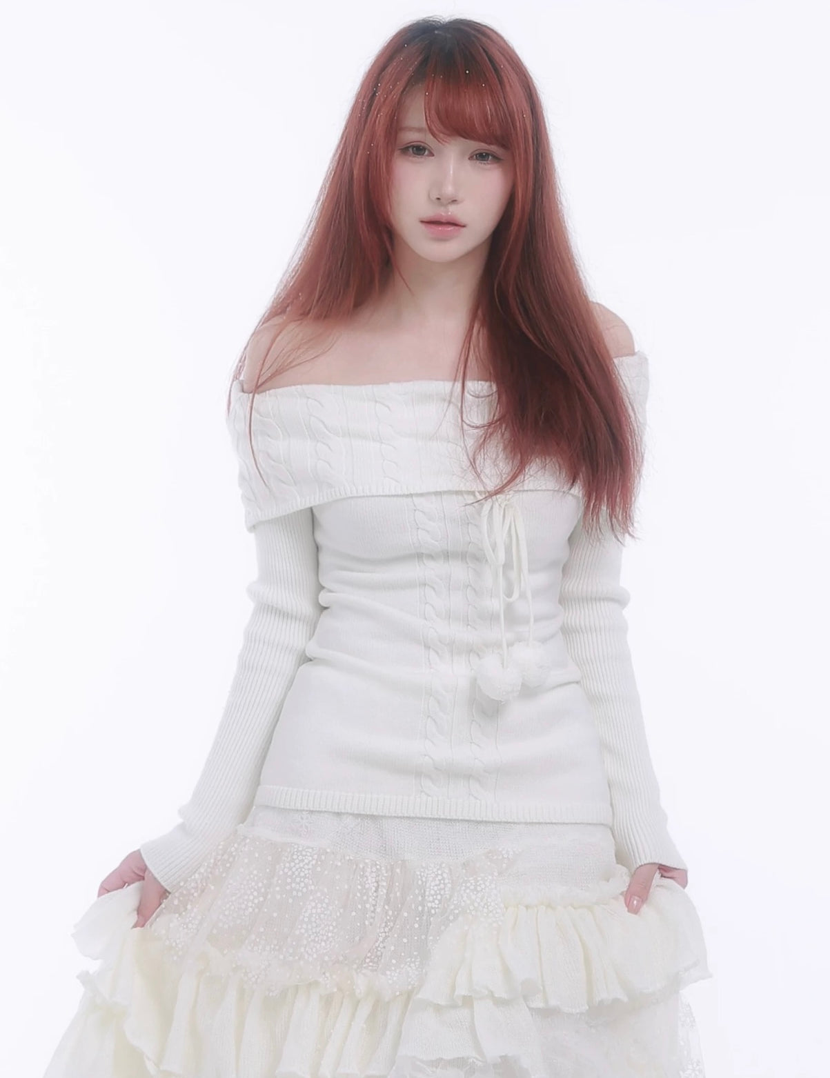 Get trendy with [Rose Island] The White Romance Wool-blend Sweater -  available at Peiliee Shop. Grab yours for $60 today!