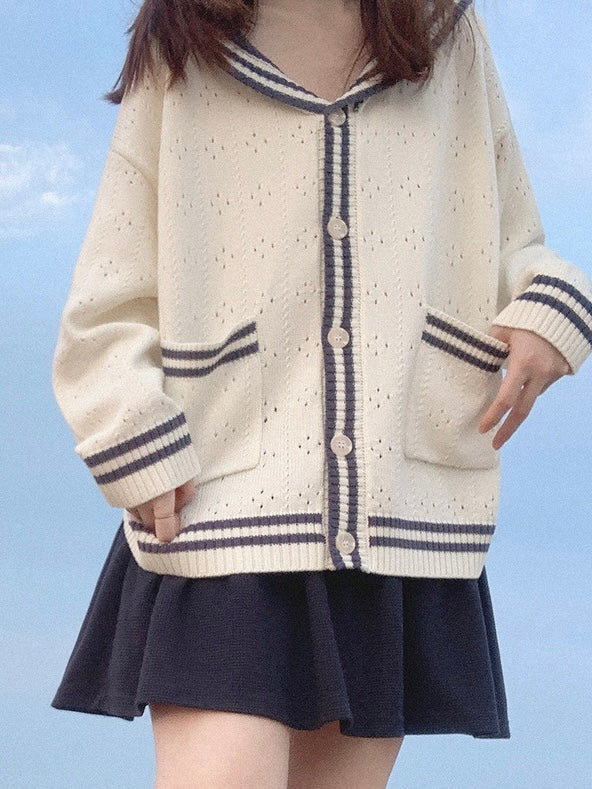 Get trendy with Sailor Girl’s Autumn Knitting Wear Sweater Cardigan - Sweater available at Peiliee Shop. Grab yours for $25.50 today!