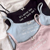 Get trendy with [Buy 2 Get 1 Free] It’s never too late to love me cotton vest top - vest available at Peiliee Shop. Grab yours for $12.80 today!