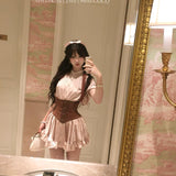 SheepKiss Miss Coco Satin Shirt and Skirt Set