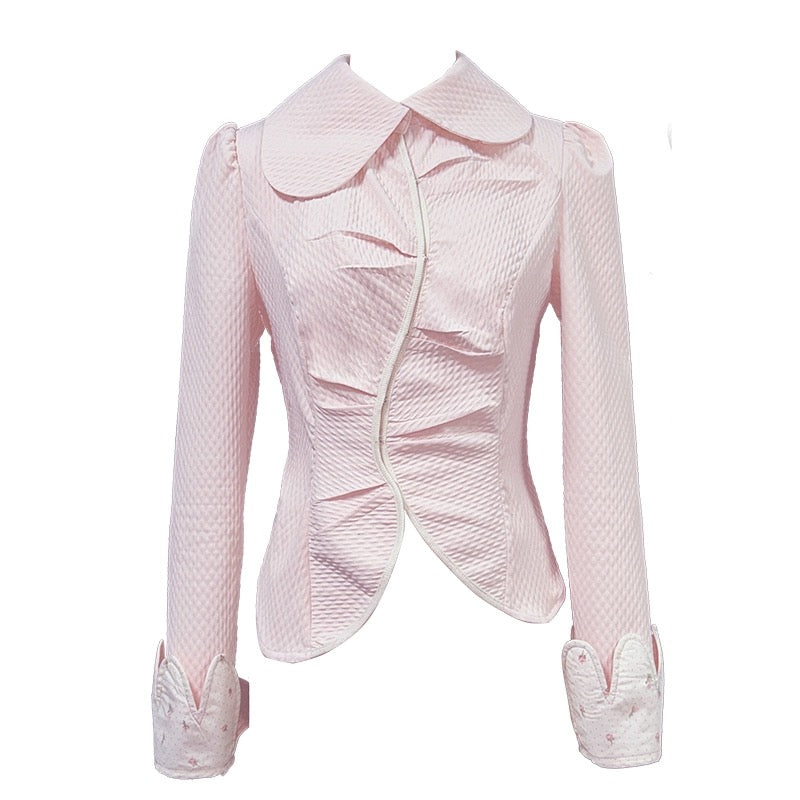 Get trendy with [Rose Island] Cottage Garden Soft Pink Fairy Core Cardigan Top -  available at Peiliee Shop. Grab yours for $56 today!