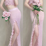 Get trendy with [Tailor Made] Rose Heaven Hand Knitted Dress Set -  available at Peiliee Shop. Grab yours for $118 today!