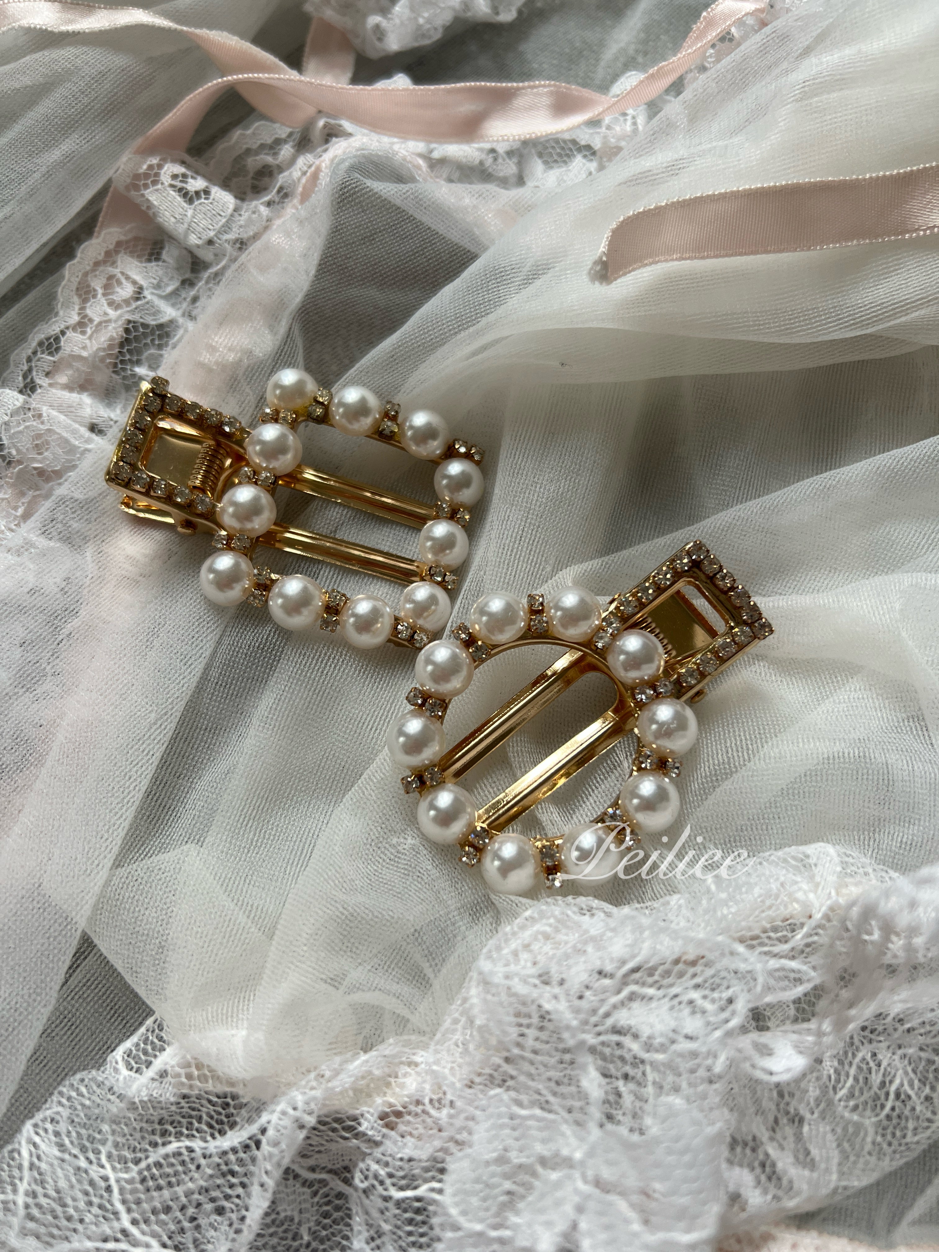 Get trendy with 2 Pieces Princess Pearls Hair Clips -  available at Peiliee Shop. Grab yours for $4.50 today!