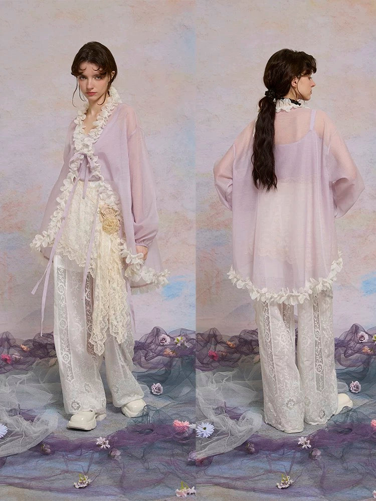 Lactose Studio] Floral Dreams Lightweight Sheer Cardigan