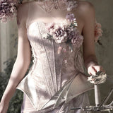 Blood Supply Moonlight Spirit Single Shoulder Strap Floral Corset