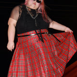 Get trendy with [Curve Beauty] Red Punk Plaid Skirt - Curve available at Peiliee Shop. Grab yours for $54 today!