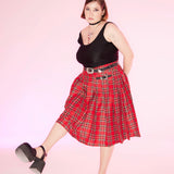 Get trendy with [Curve Beauty] Red Punk Plaid Skirt - Curve available at Peiliee Shop. Grab yours for $54 today!