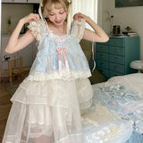 Get trendy with [August unicorn] Blue Moonlight Handmade Drop Top Skirt Set - Dresses available at Peiliee Shop. Grab yours for $89 today!