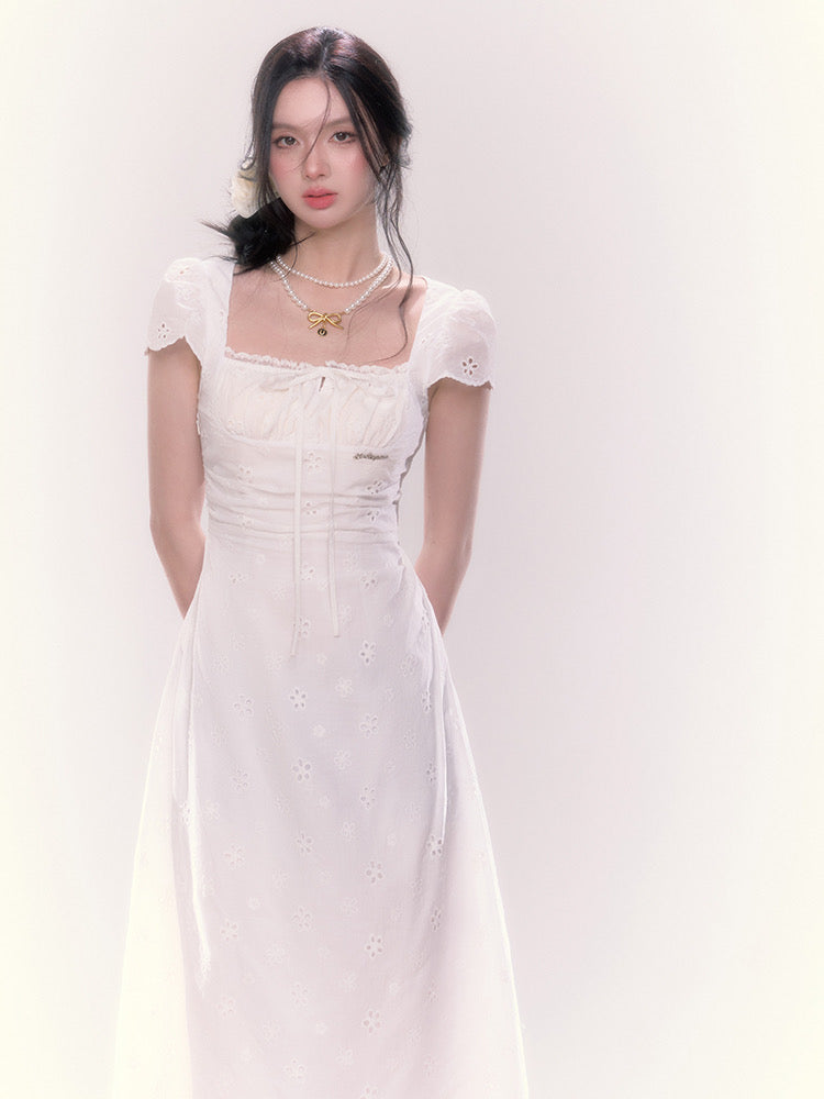 Get trendy with [UNDERPASS] The Romantic Cotton White Midi Dress -  available at Peiliee Shop. Grab yours for $48 today!