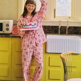 Sleepy Fairy Happy Birthday Pink Stripe Cotton Pajama Set