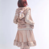 Rose Island Deer Hoodie with cute Fawn pattern print back side modeling photo via PeilieeShop for $69