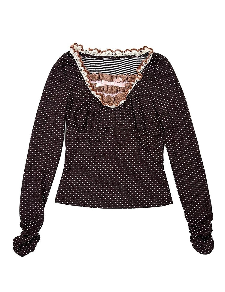 [15% Off At Checkout] Rose Island Deer Core Polka Dots Sweatshirt Top