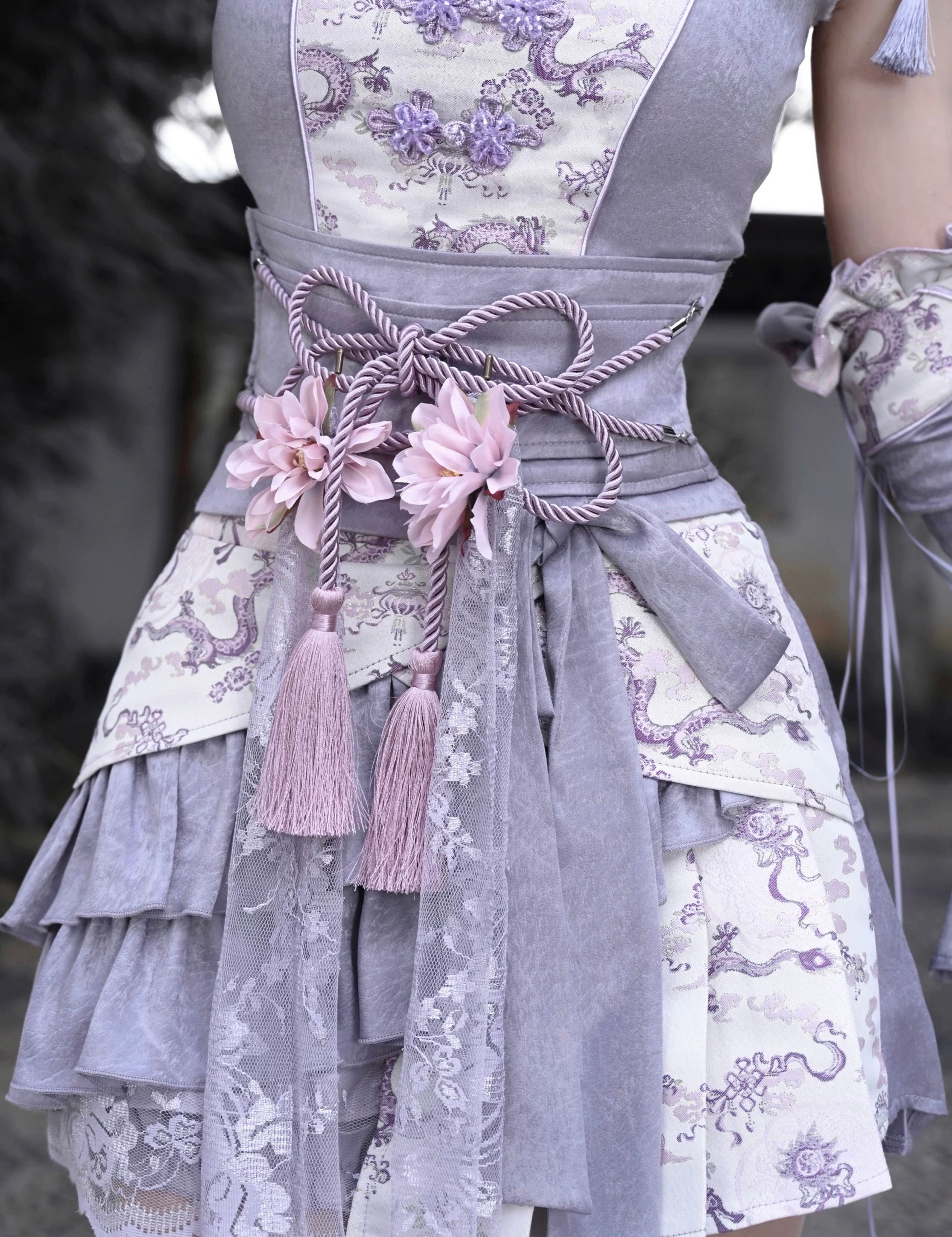 Get trendy with [Blood Supply] Dragon Wisteria Lolita Fashion Flower Belt - Accessories available at Peiliee Shop. Grab yours for $35 today!