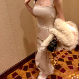 Get trendy with Mon Chérie Belle Charm Satin Midi Dress Evening Dress - Dresses available at Peiliee Shop. Grab yours for $36 today!