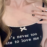 Get trendy with [Buy 2 Get 1 Free] It’s never too late to love me cotton vest top - vest available at Peiliee Shop. Grab yours for $12.80 today!