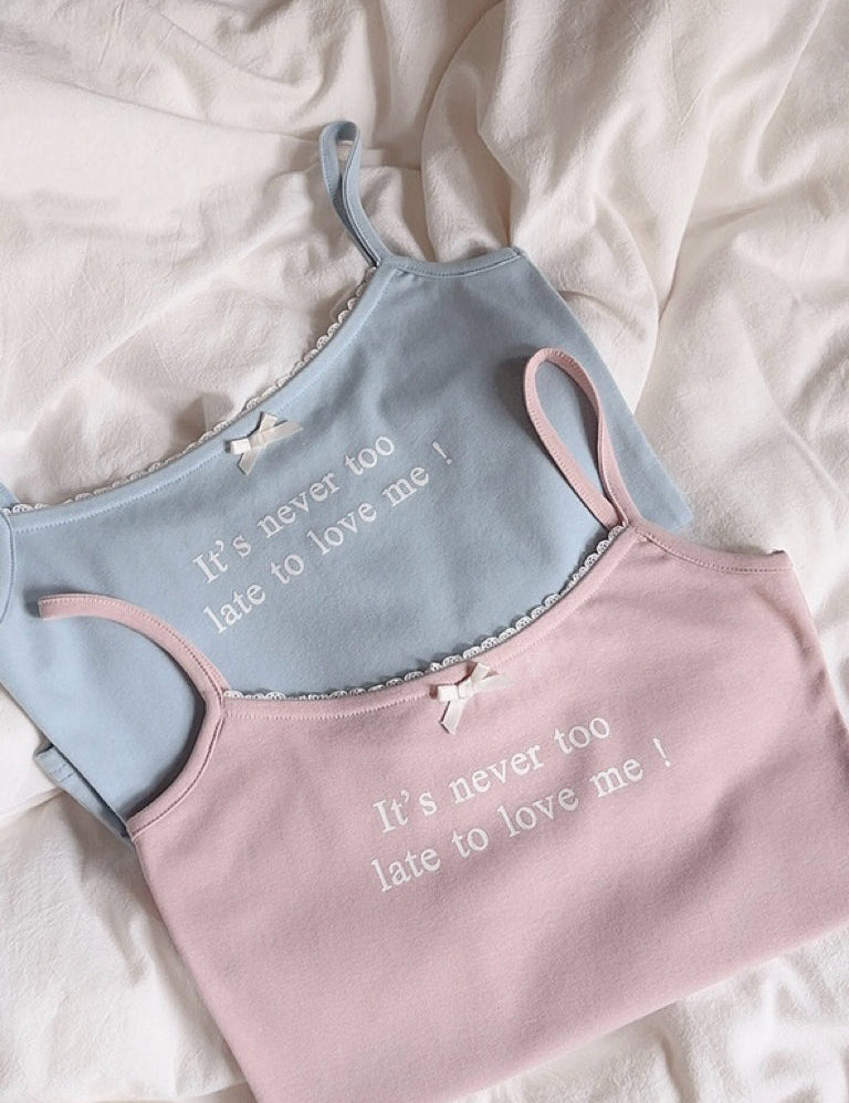Get trendy with [Buy 2 Get 1 Free] It’s never too late to love me cotton vest top - vest available at Peiliee Shop. Grab yours for $12.80 today!