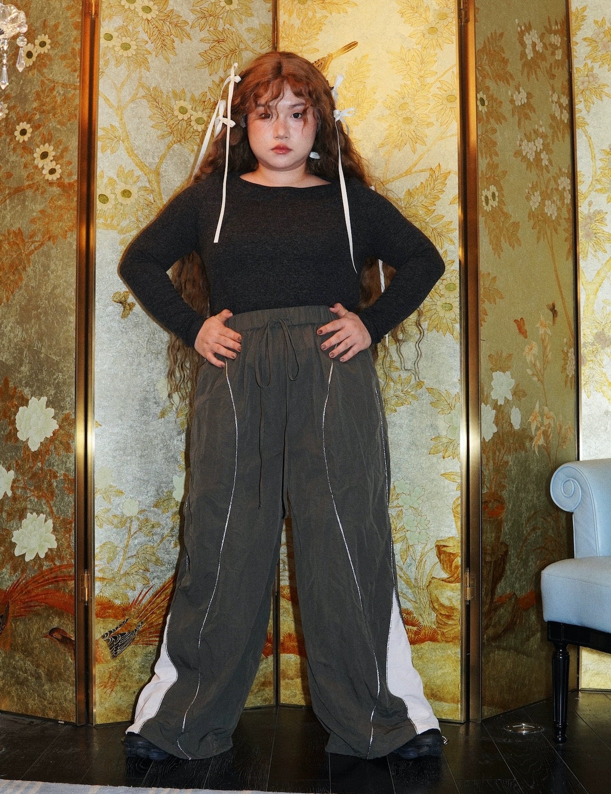 Get trendy with [Curve Beauty] Reflective Leisure Sports Pants -  available at Peiliee Shop. Grab yours for $47 today!