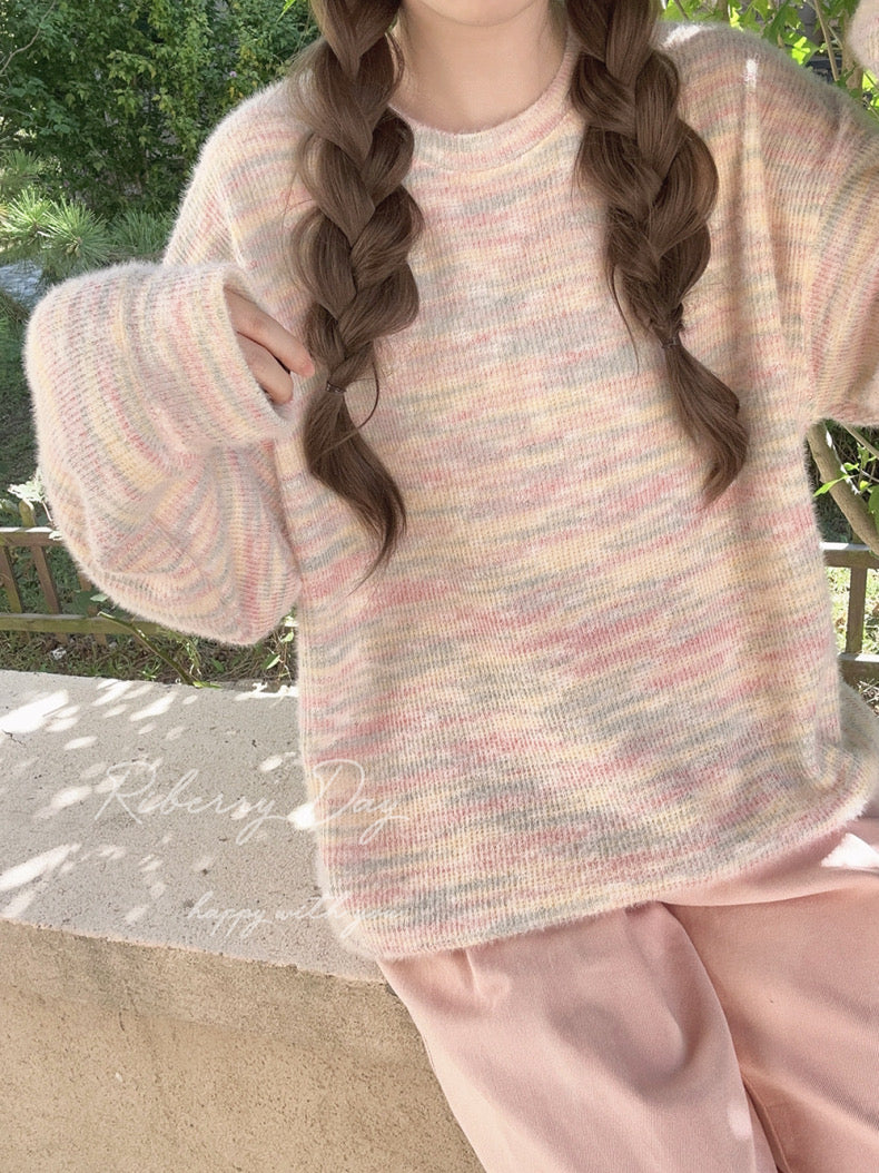 Get trendy with Pastel Rainbow Soft Pastel Knitting Oversized Sweater - Sweater available at Peiliee Shop. Grab yours for $19.90 today!