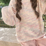 Get trendy with Pastel Rainbow Soft Pastel Knitting Oversized Sweater - Sweater available at Peiliee Shop. Grab yours for $19.90 today!