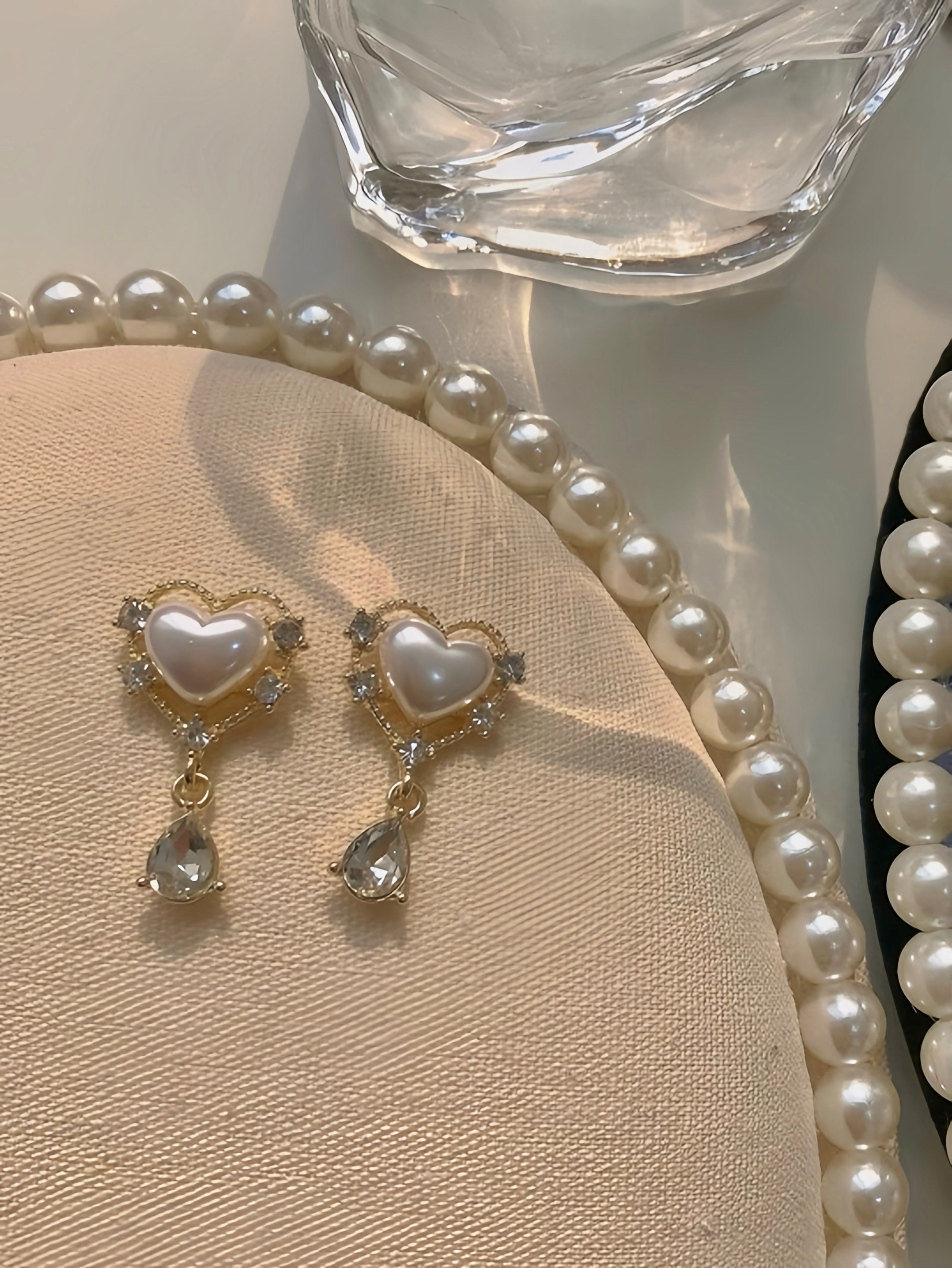 Get trendy with The Love Song Glass Pearl Earring Ear clip 925 silver pin -  available at Peiliee Shop. Grab yours for $3.99 today!