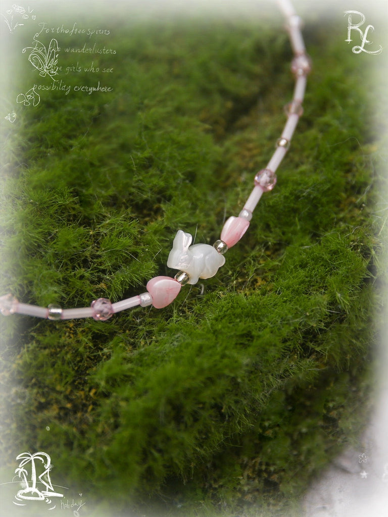 Get trendy with [Rose Island] Bunny Heart mother pearl shell Choker Necklace - Apparel & Accessories available at Peiliee Shop. Grab yours for $24 today!