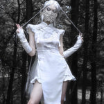 Get trendy with [Blood Supply] Silver Dragon With White Walker Qipao Style Mini Dress - Romper available at Peiliee Shop. Grab yours for $58 today!