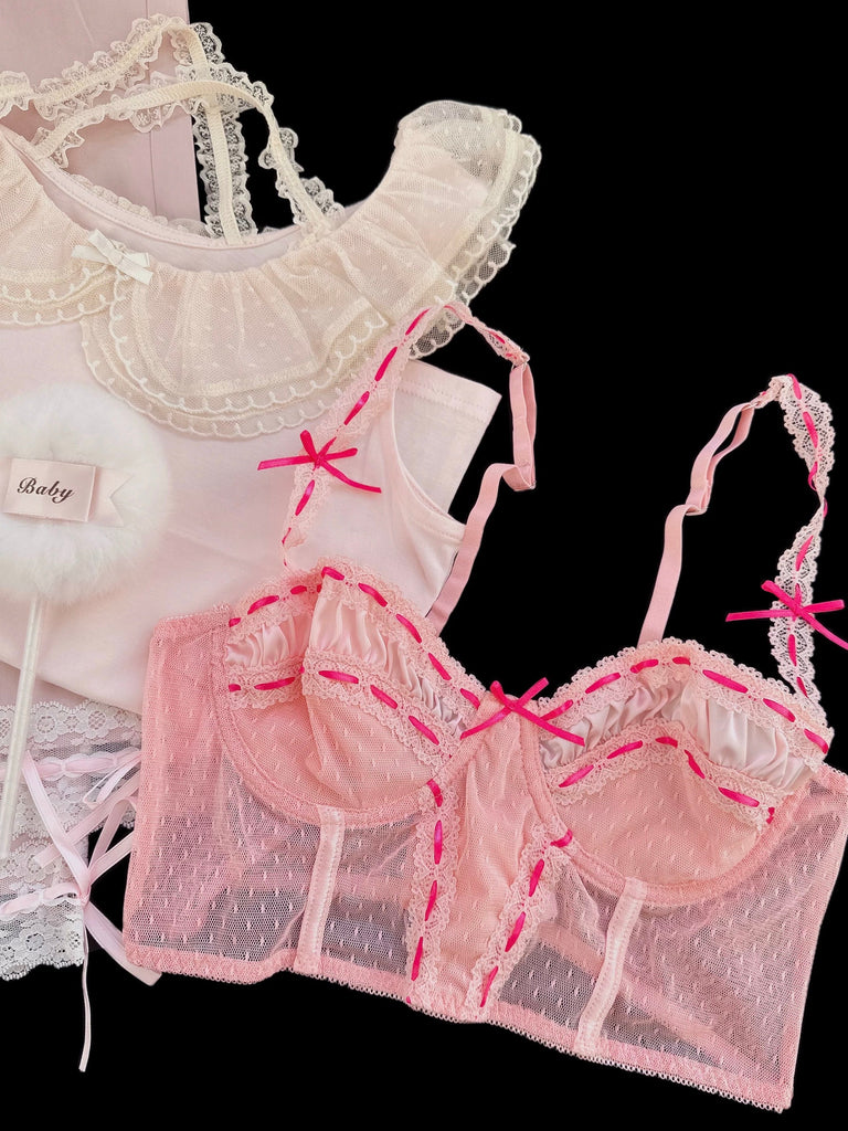 Get trendy with Lady amour pink lace bra top -  available at Peiliee Shop. Grab yours for $14 today!
