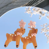 Deer In Sakura Garden Handmade Earring