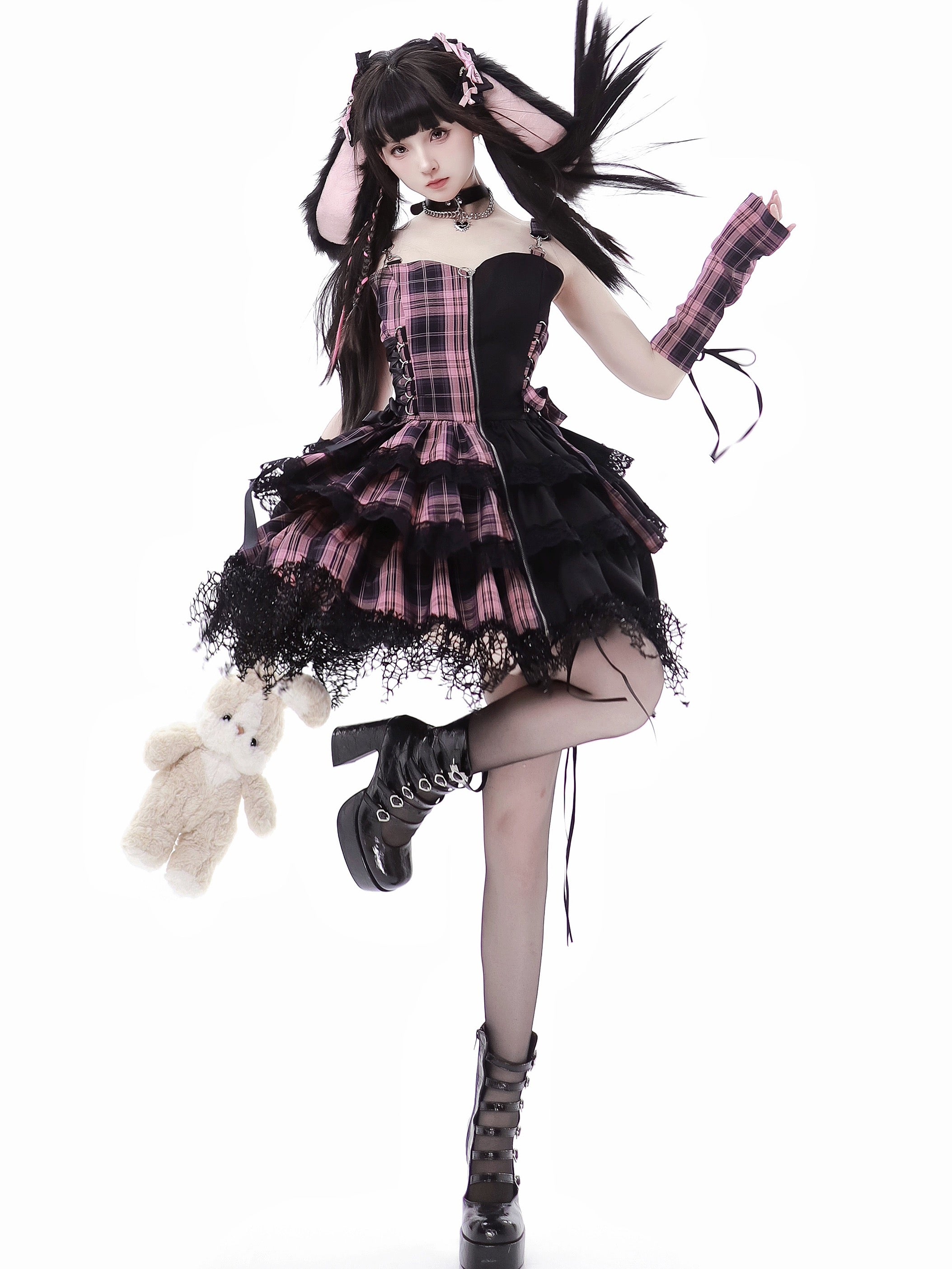 Get trendy with Japanese Idol Daily Performance Outfit Gothic Mini Dress - Dresses available at Peiliee Shop. Grab yours for $69 today!