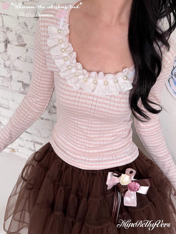 MineBeThyVers Pearly Flower 100% Cotton Sweatshirt Top
