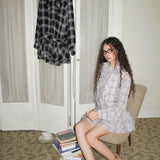 MineBeThyVers Bluebell Plaid Cotton Mini Dress