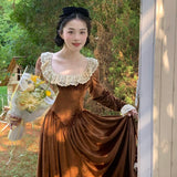 [Tailor Made] Autumn Swan Vintage Princess Velvet Gown